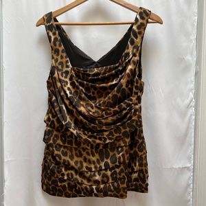 NEVER WORN Express Square Neck Draped Leopard Tank (L)